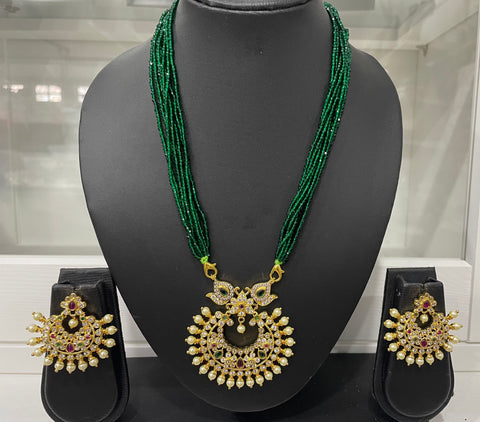 One Gram Gold CZ Beaded necklace Set
