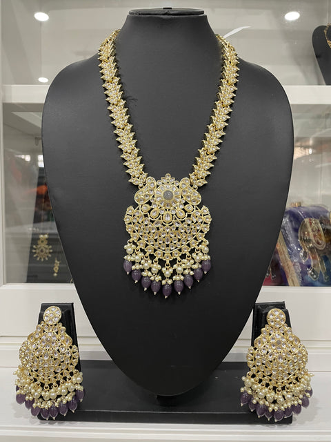 Kundan  Beaded Long necklace Set