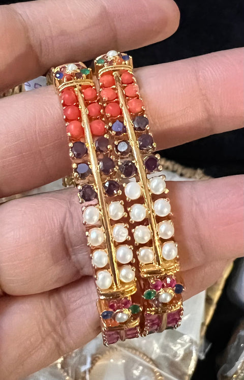 One Gram Gold Navratna Bangles